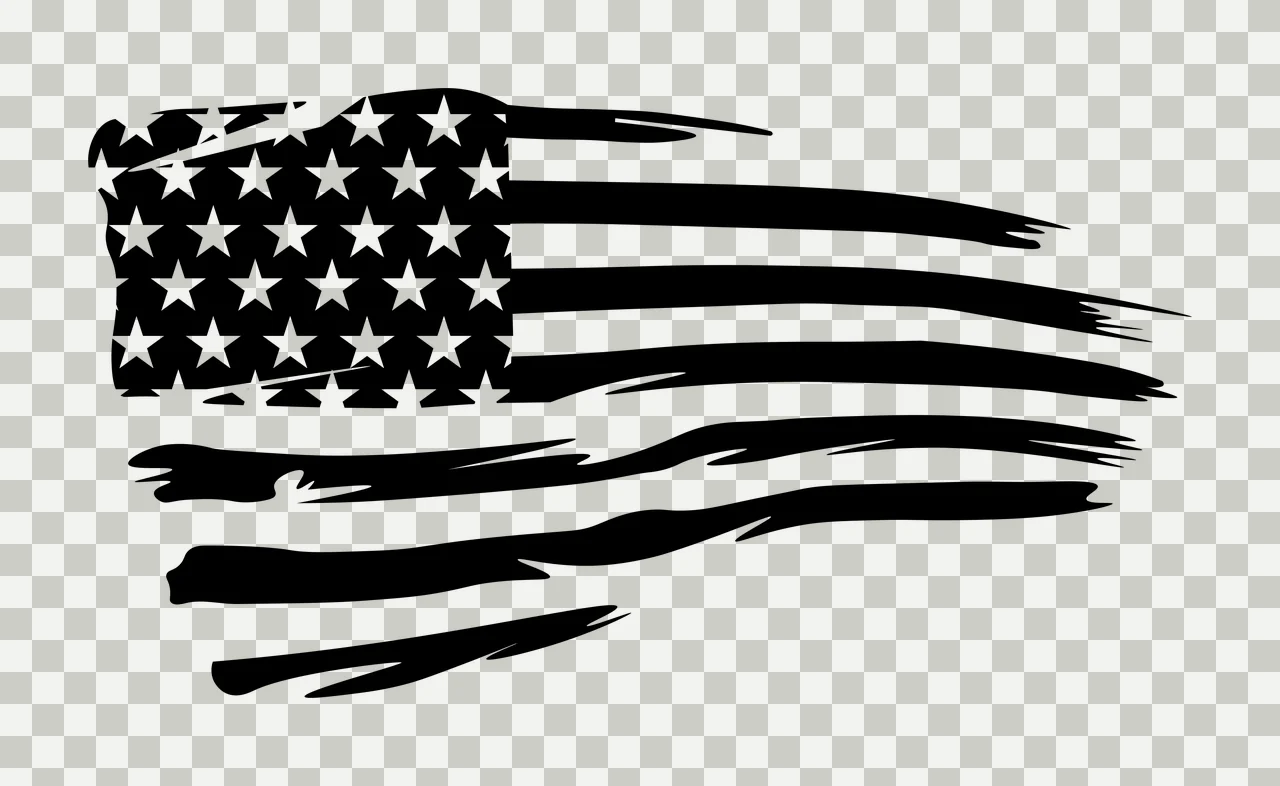 Black Flag American With A Brushstroke Effect waving stars transparency and detail preview thumbnail
