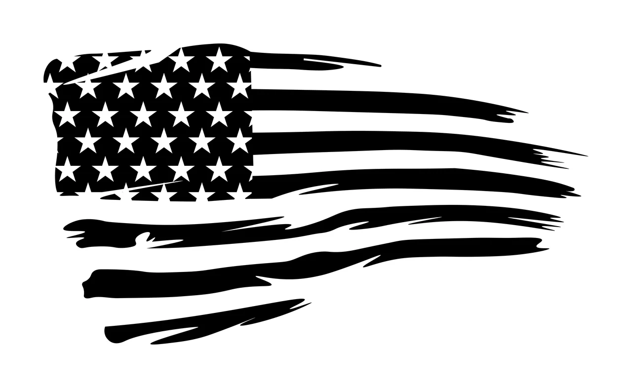 Black Flag American With A Brushstroke Effect waving stars