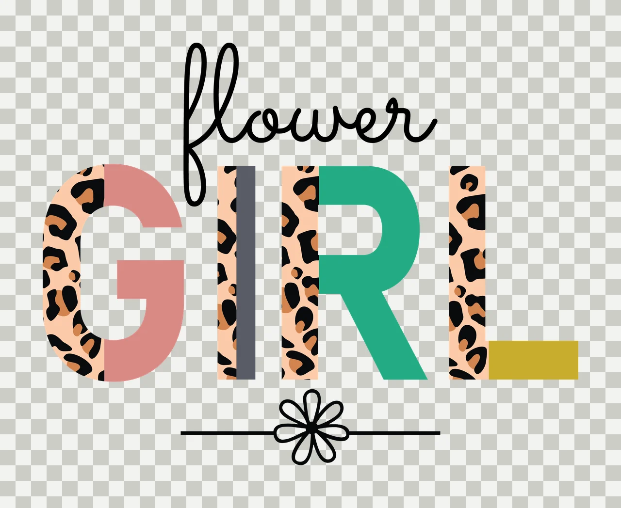 Flower Girl Lettering With Leopard Texture typography decorating transparency and detail preview thumbnail