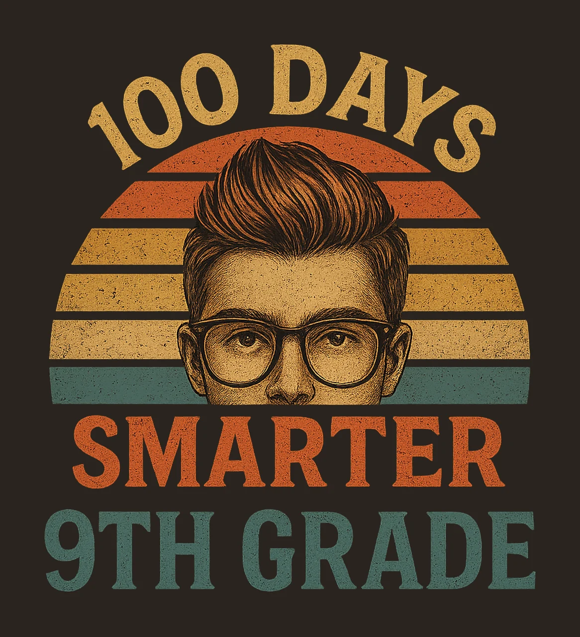 100 Days Smarter Vintage Sunset 9th Grade Boys Life 100th contrast preview thumbnail
