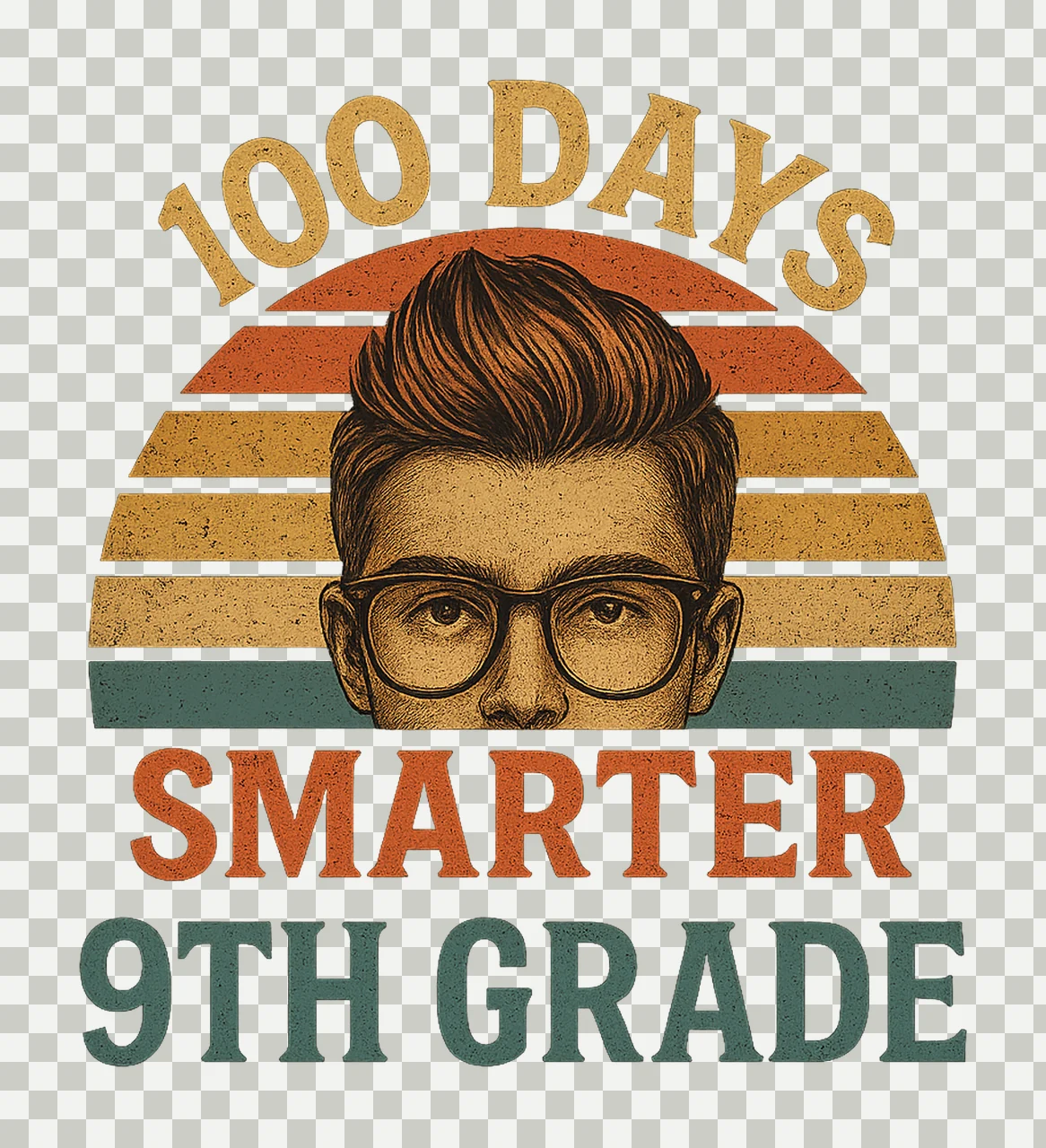 100 Days Smarter Vintage Sunset 9th Grade Boys Life 100th transparency and detail preview thumbnail