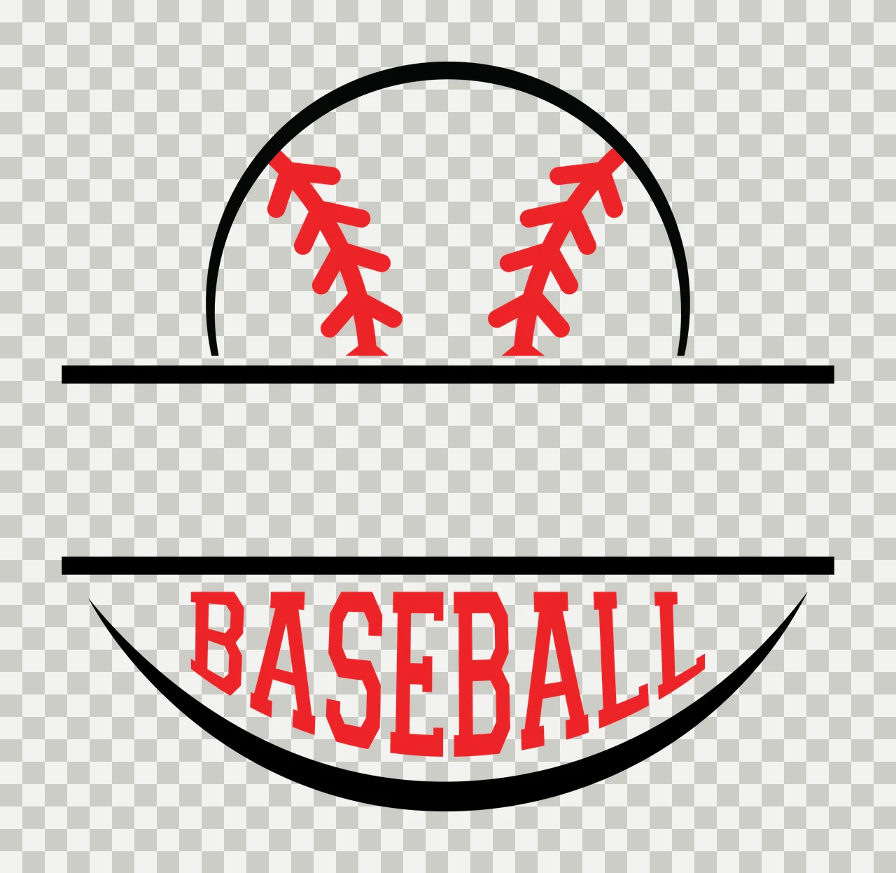 Baseball Split Graphic With Blank Space For Custom lines black transparency and detail preview thumbnail
