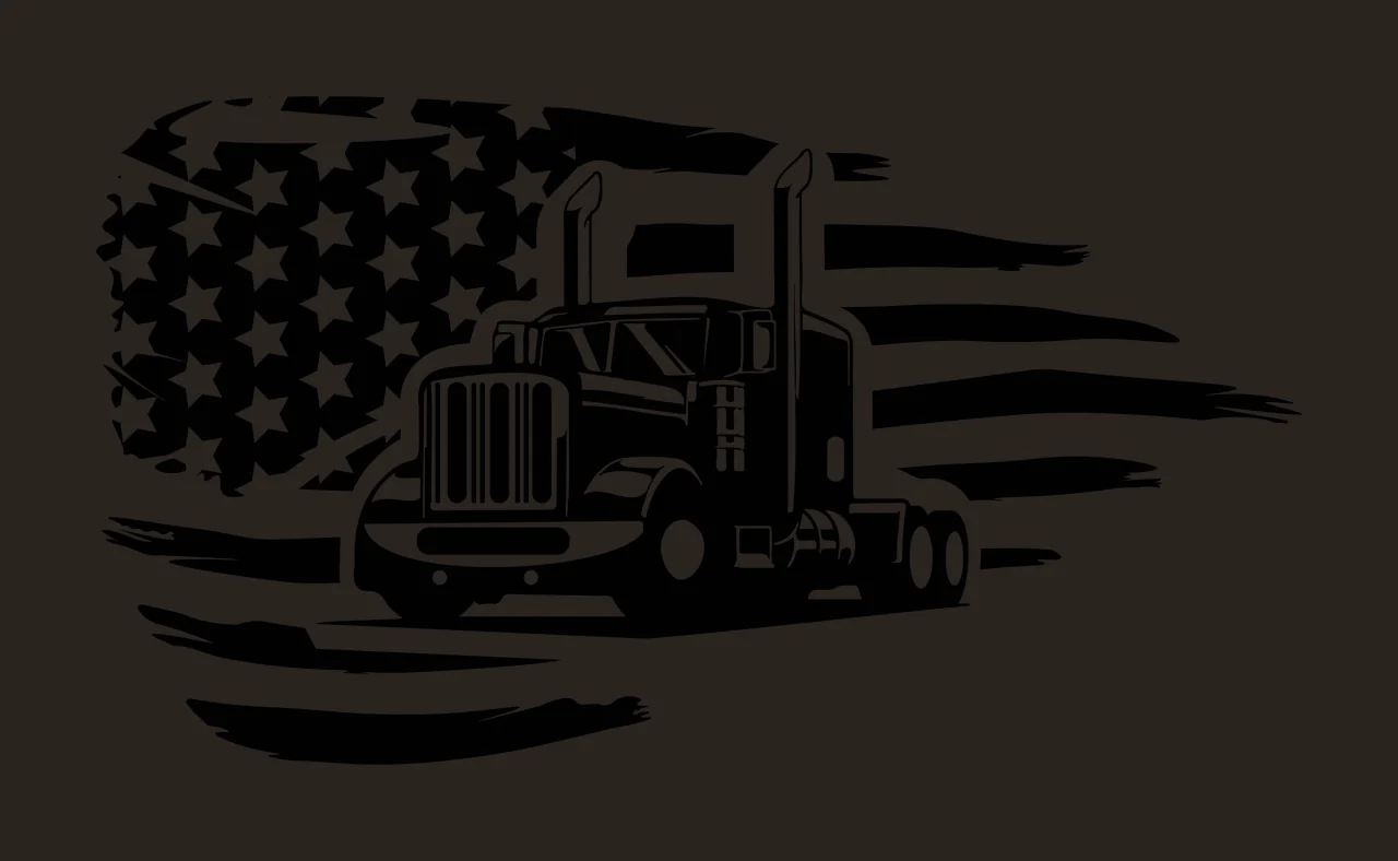 Semi Truck Flag American Design With Moving driving stars stripes contrast preview thumbnail