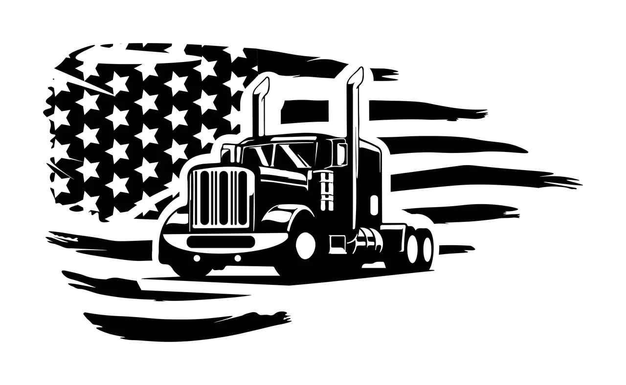 Semi Truck Flag American Design With Moving driving stars stripes