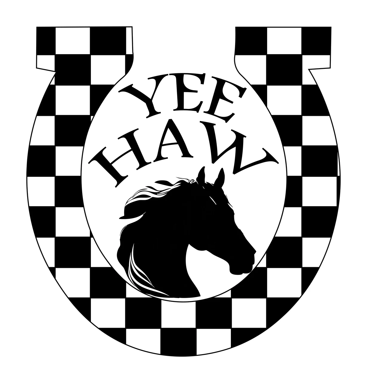 Horse Yee Haw Horseshoe And Logo black symbol western 4 F16 Designs