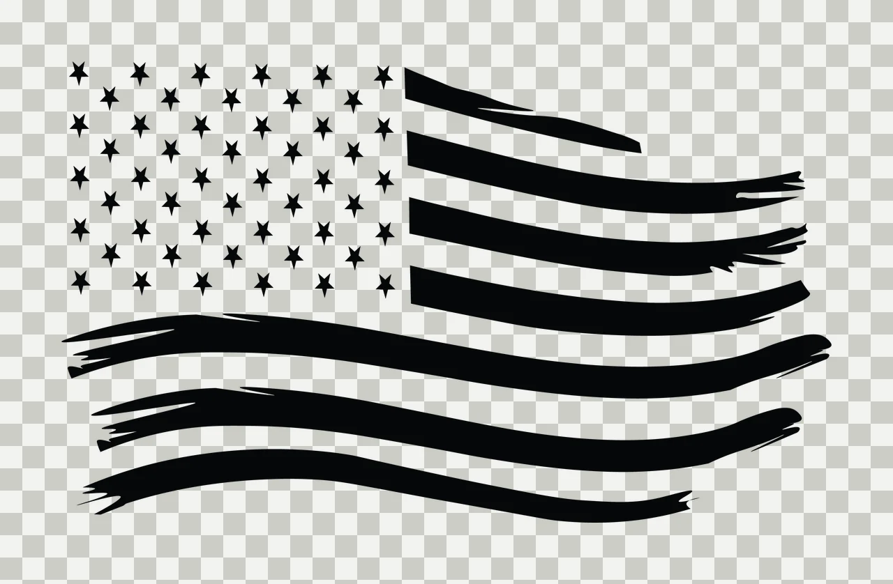 Flag Stars With Horizontal Wavy Stripes waving distressed black transparency and detail preview thumbnail