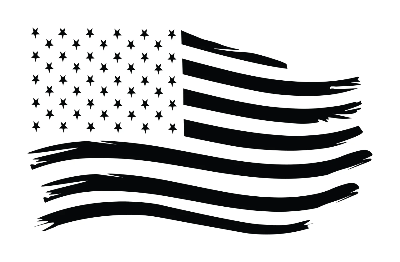 Flag Stars With Horizontal Wavy Stripes waving distressed black