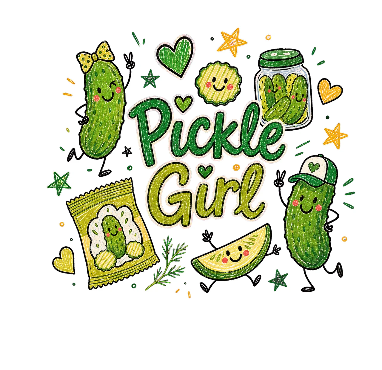 Pickle Girl Doodle sublimation instant shirt Variation B