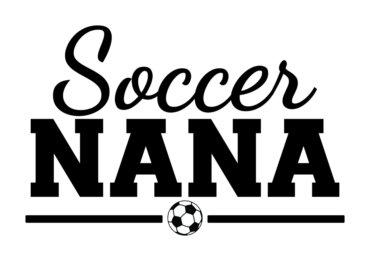 Soccer Nana Text With A Ball And Horizontal lines typography