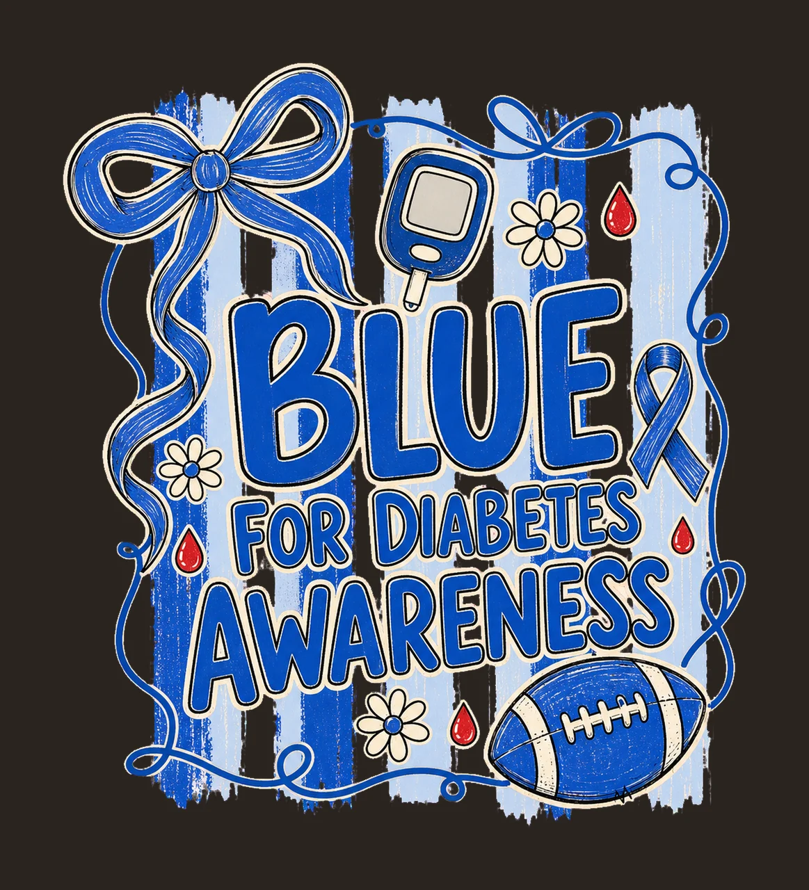 Preppy Football Diabetes Awareness Blue bundle 02 contrast preview thumbnail