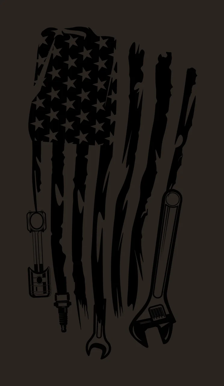 Mechanic Flag American With Tool Silhouettes stars stripes contrast preview thumbnail