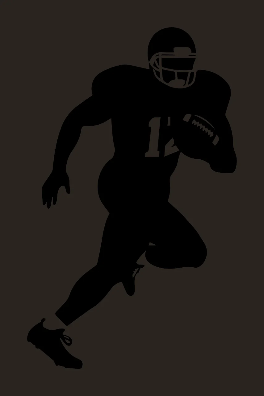 Football Player 12 Silhouette Of A Running While helmet uniform contrast preview thumbnail