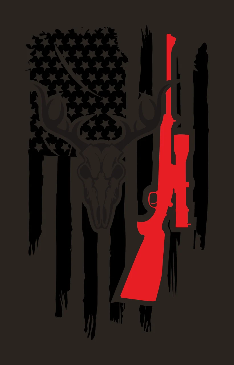 Skull Deer With Rifle Over Flag Background stars scope black contrast preview thumbnail