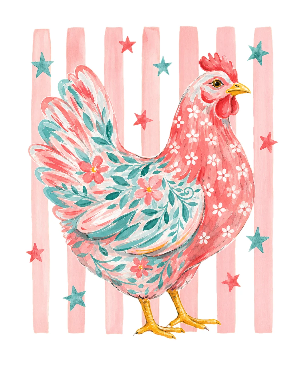 Summer Striped Floral Chicken sublimation Variation C