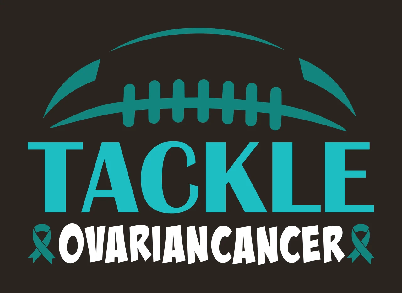 Tackle Ovarian Cancer Football Ribbon Text black white awareness contrast preview thumbnail
