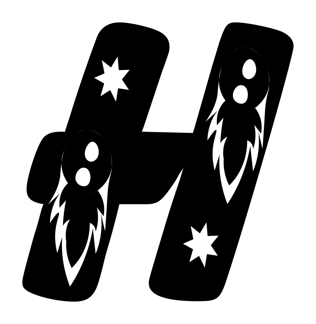 H Letter With Stars And Circular Dots