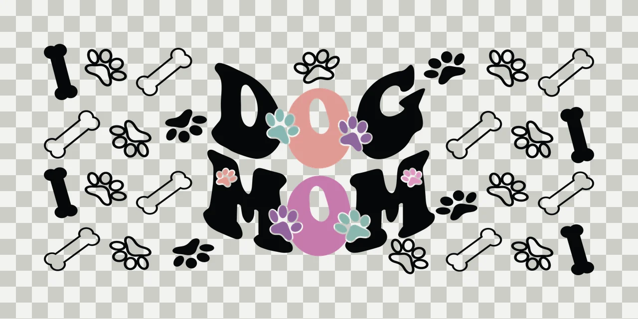 Can Glass Wrap Dog Mom Typography With Bones patterning paws transparency and detail preview thumbnail