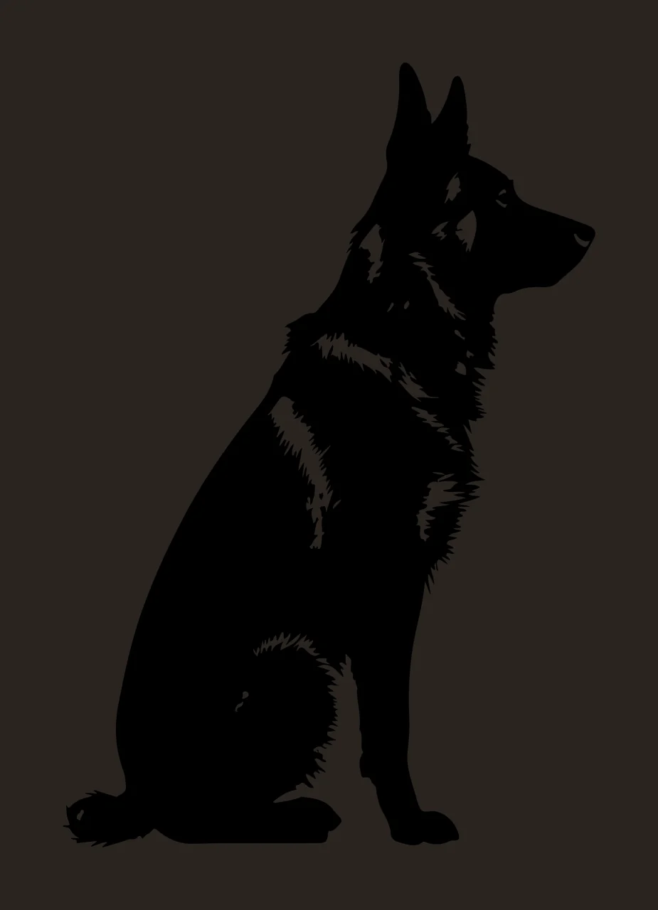 Dog Sitting German Shepherd Silhouette animal black white profile contrast preview thumbnail