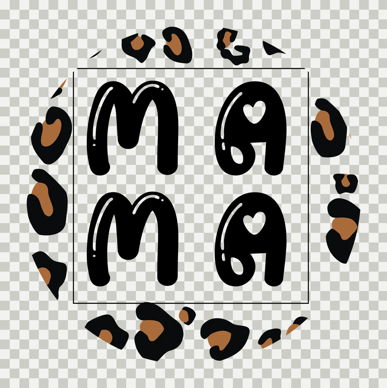 Keychain Mama Mama Lettering Inside Leopard Print Circle letters transparency and detail preview thumbnail