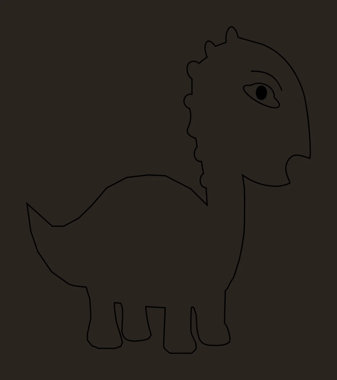 Dinosaur Creature Line Drawing Outline standing eye spikes contrast preview thumbnail