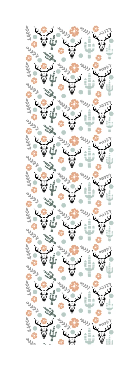 Deer Skull And Cactus Floral Pattern repeating flowers leaves