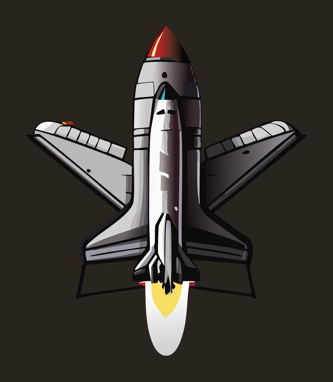 Space Shuttle Graphic With Striped Base stripe black grey white contrast preview thumbnail