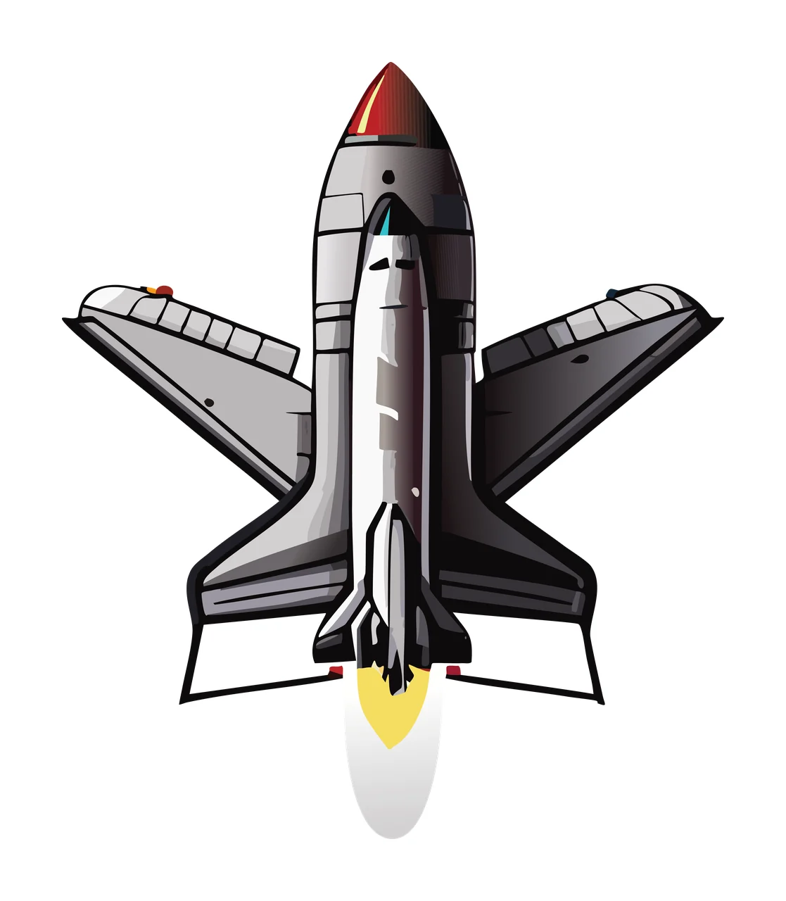 Space Shuttle Graphic With Striped Base stripe black grey white
