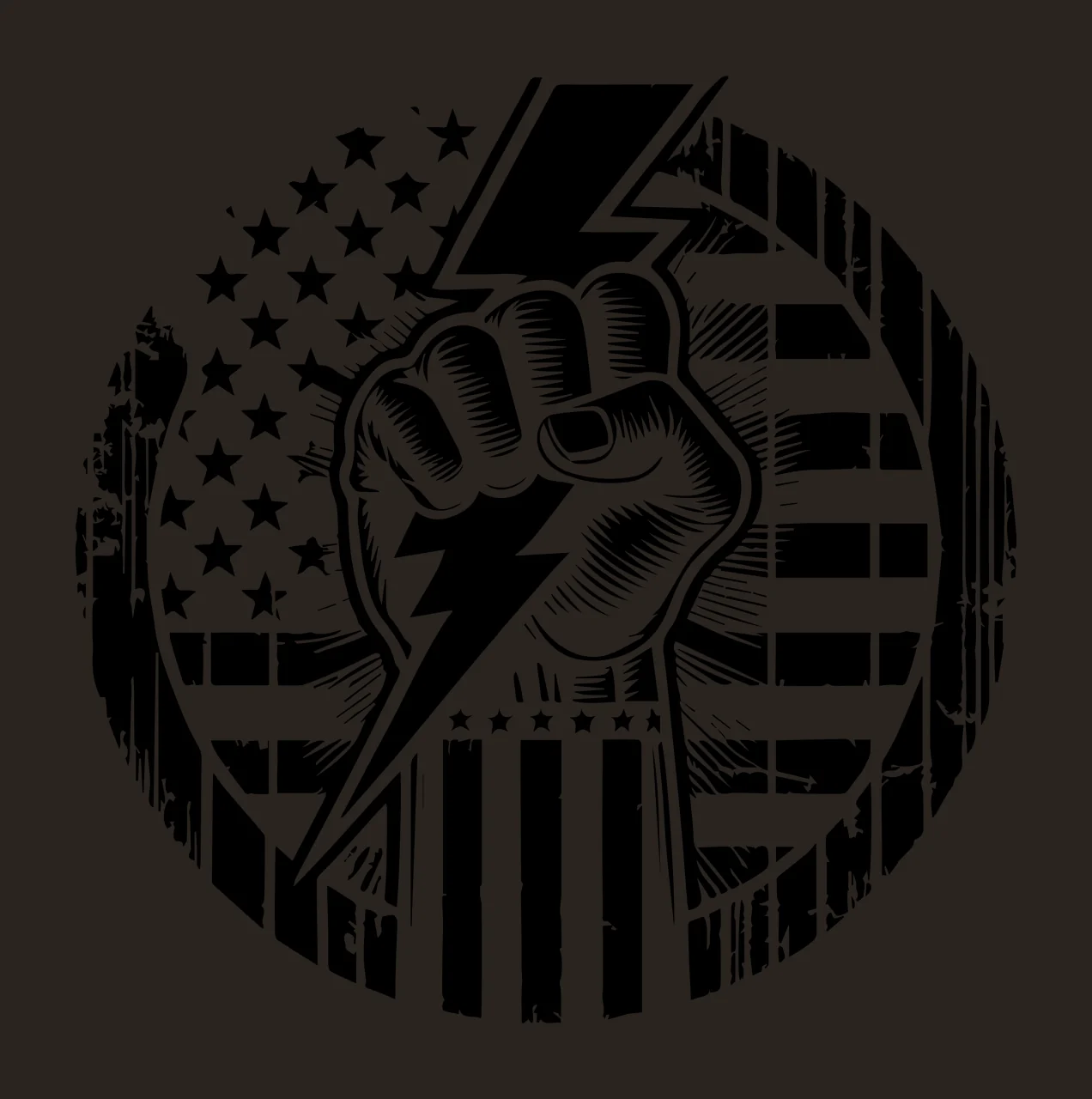 Fist And Lightning Bolt Emblem holding stars stripes circle contrast preview thumbnail