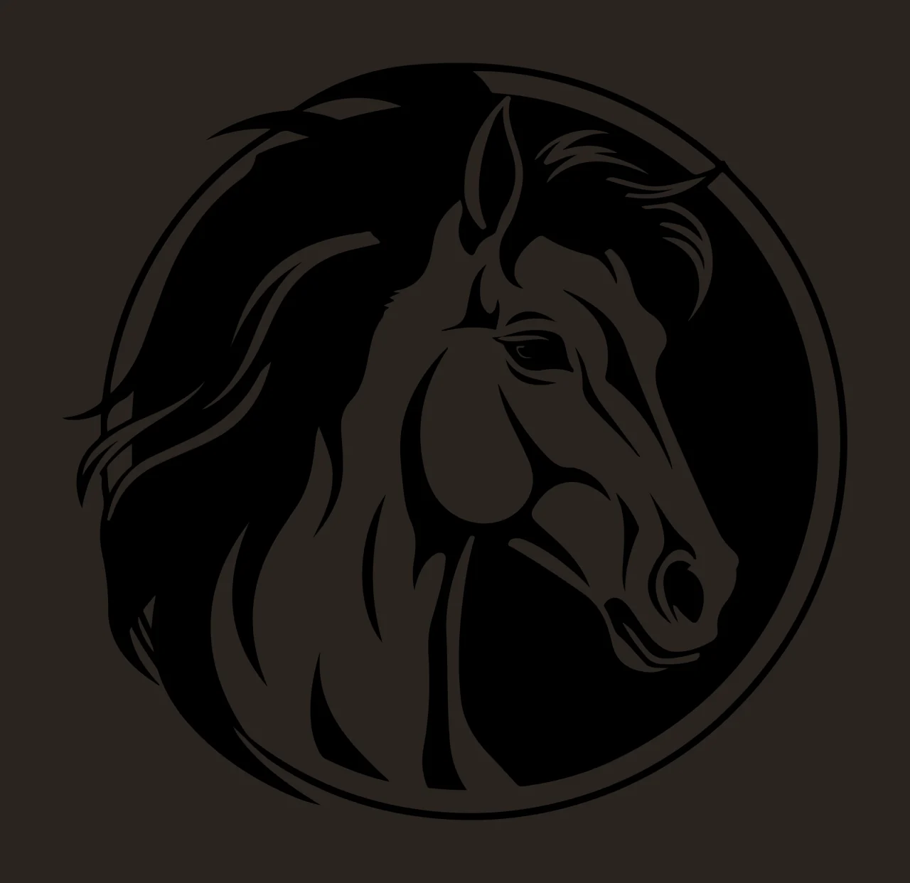 Horse Head In Circular Black Frame circle silhouette white contrast preview thumbnail
