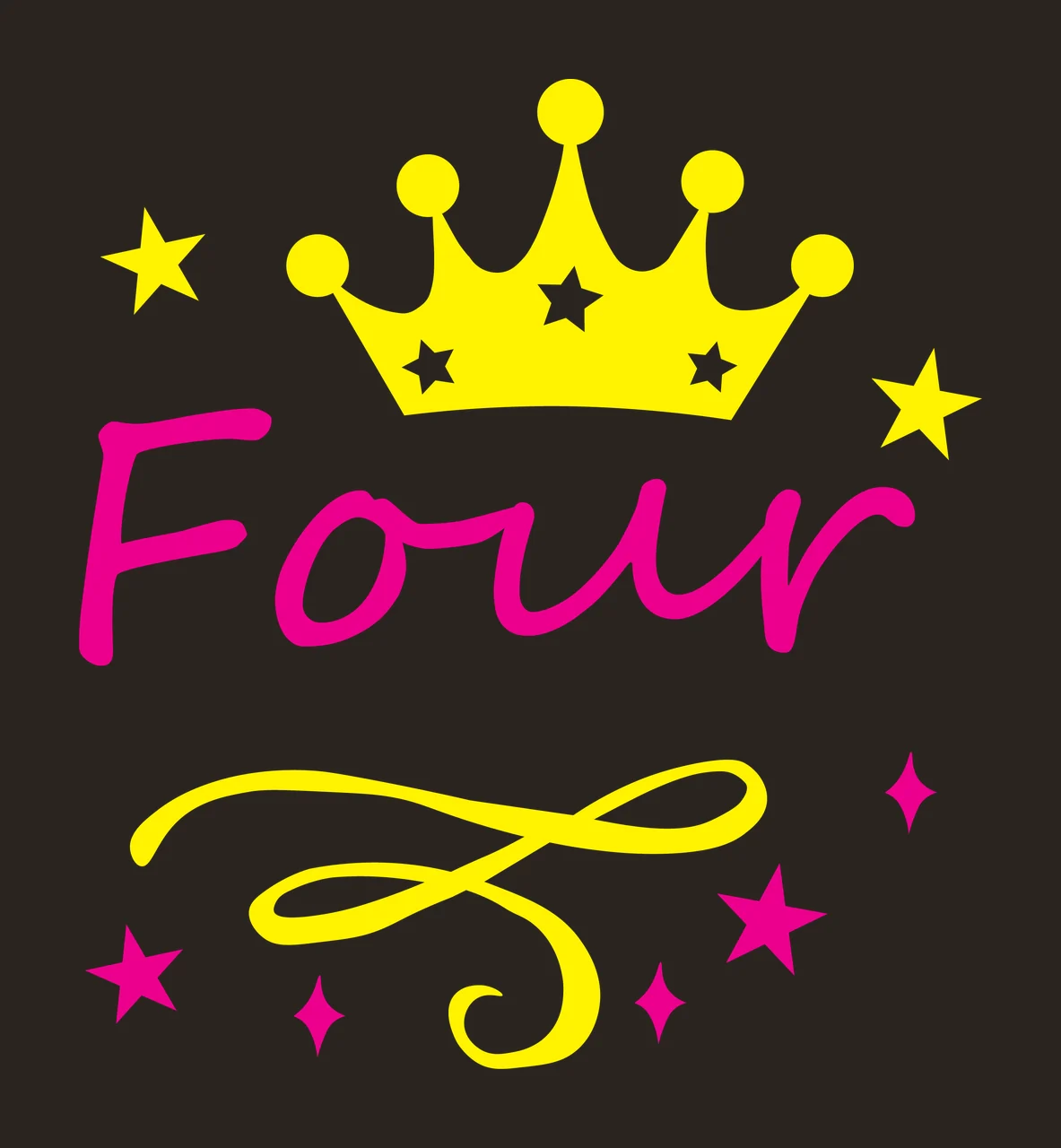 Four Crown Graphic With Stars Design swirl minimalist black contrast preview thumbnail