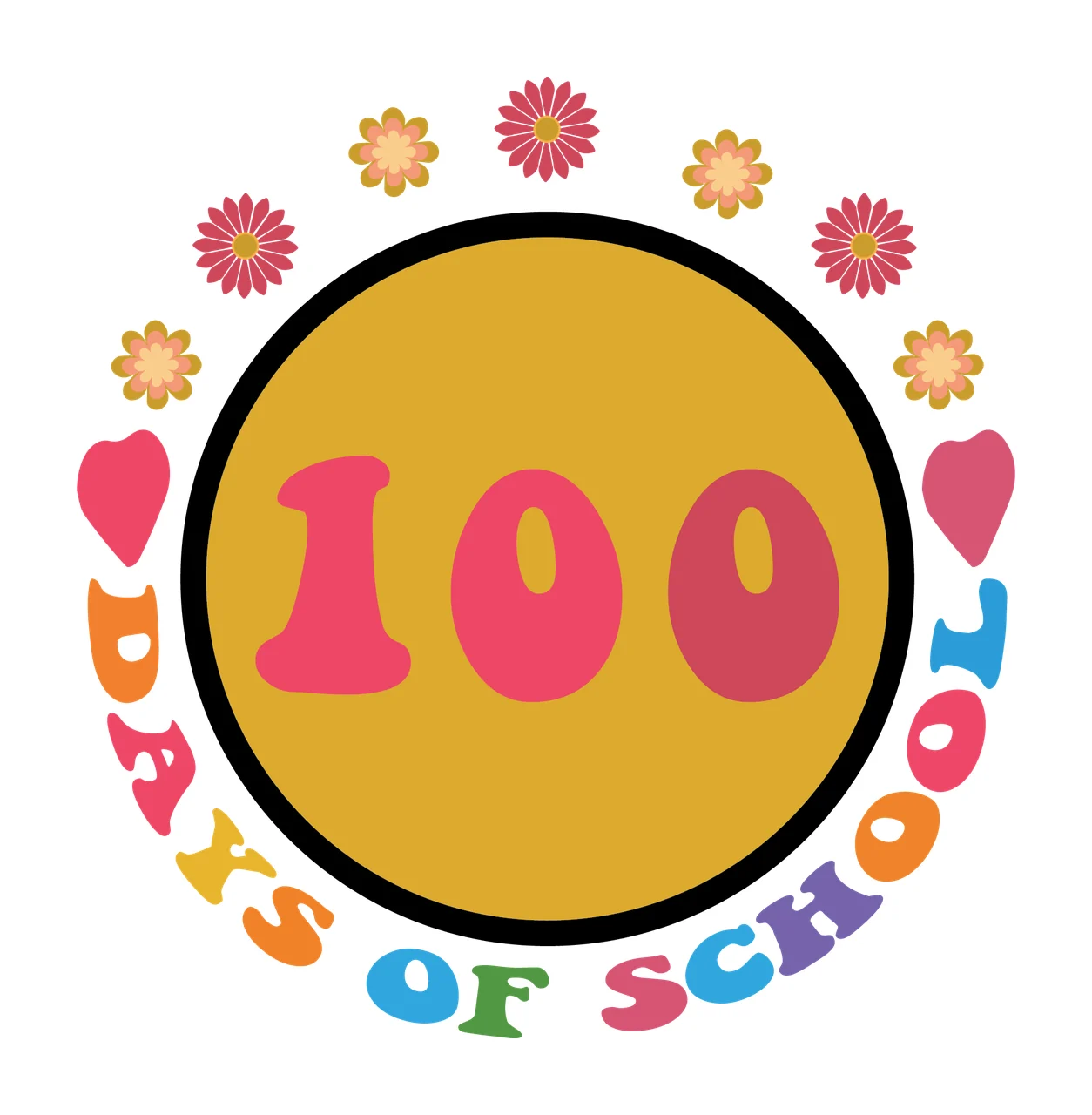 Days Of School Circular Floral Frame surrounding circle flower