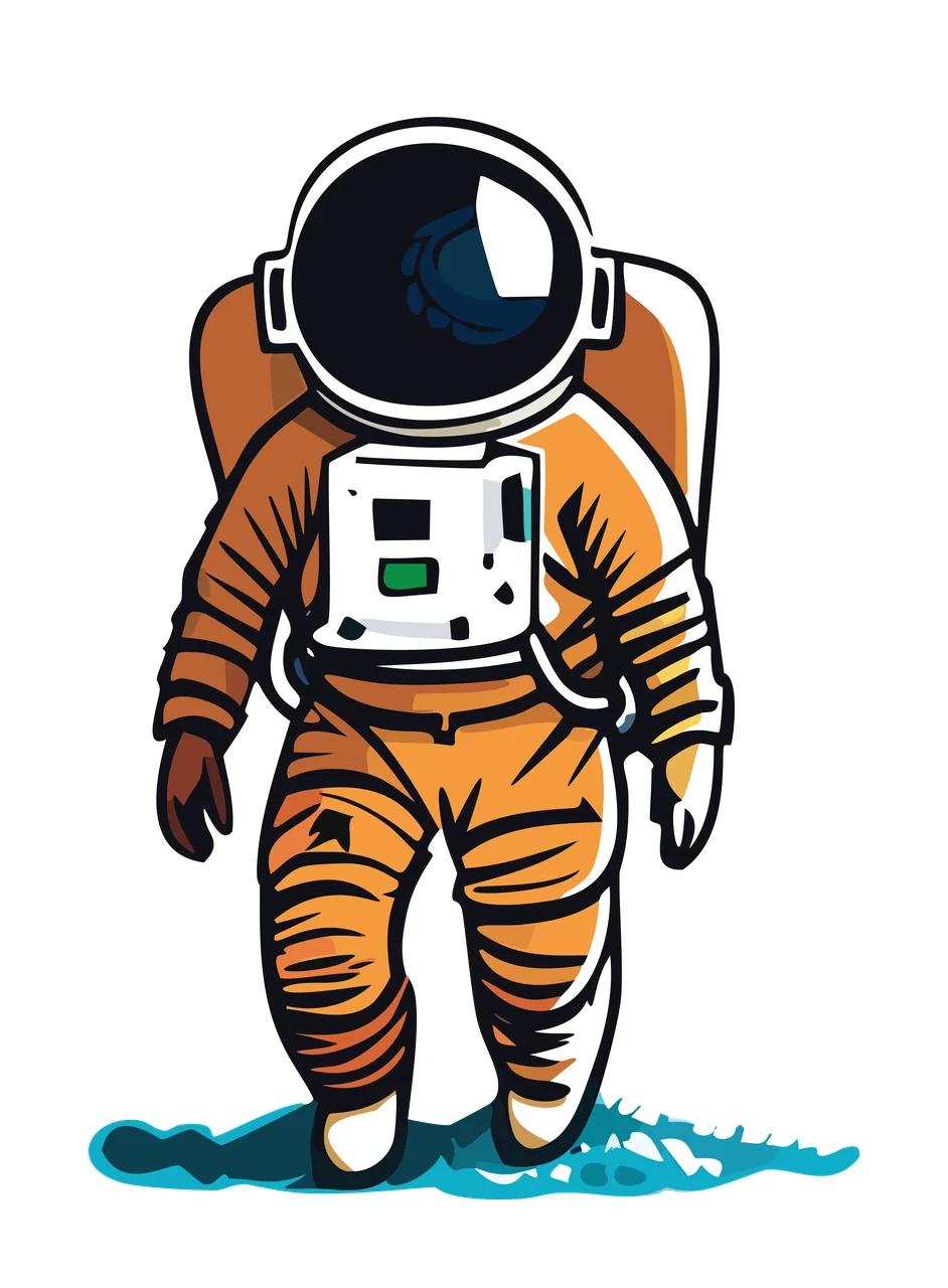Space Astronaut Figure Black Solid Silhouette standing helmet