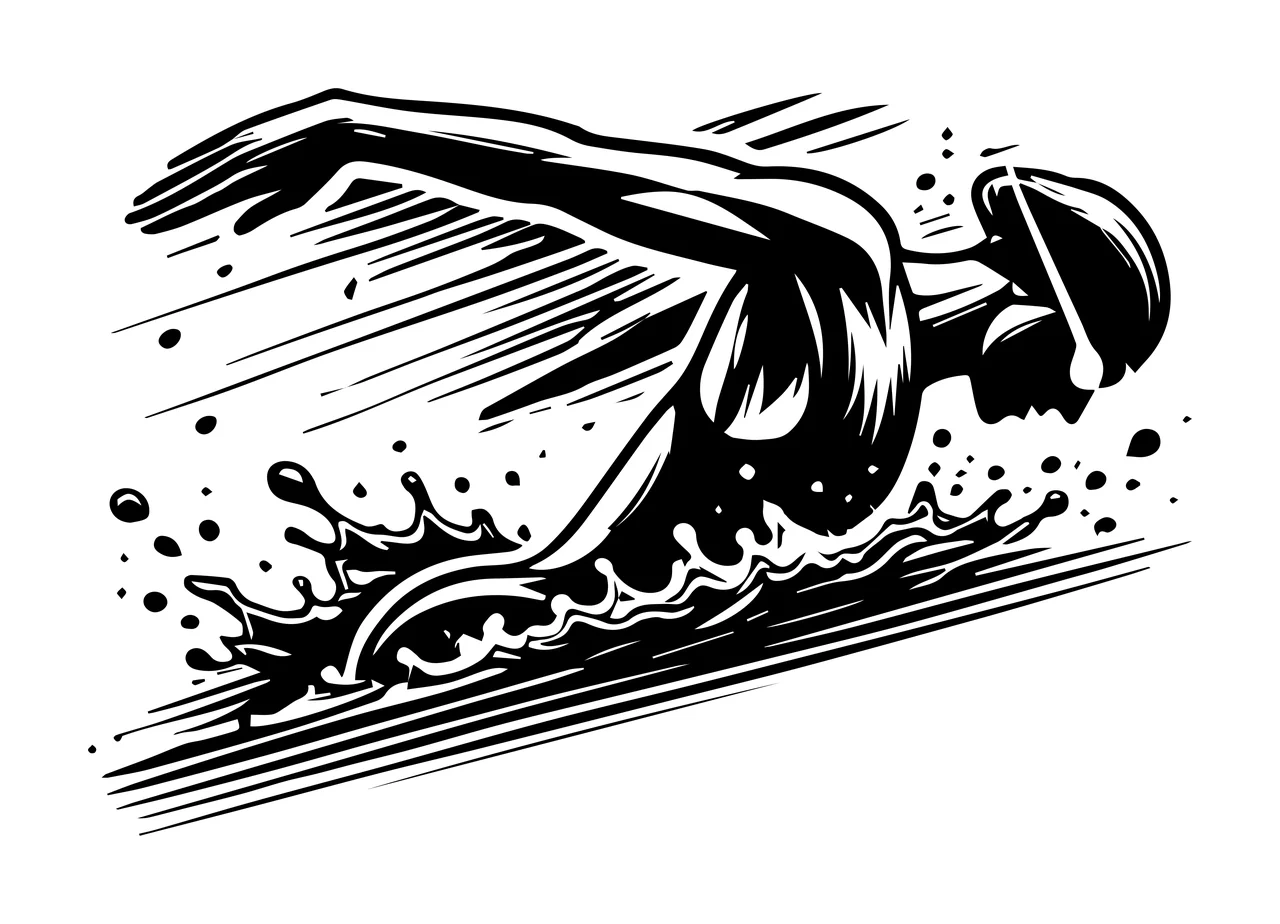 Swimming Swimmer Moving Through Water With Splashes goggles