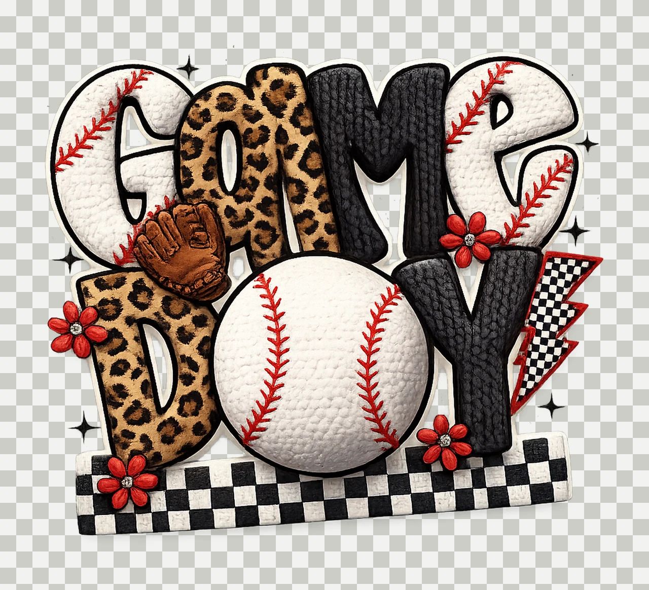 Game Day Baseball Faux Yarn Baseball Design Latch Hook Yarn transparency and detail preview thumbnail