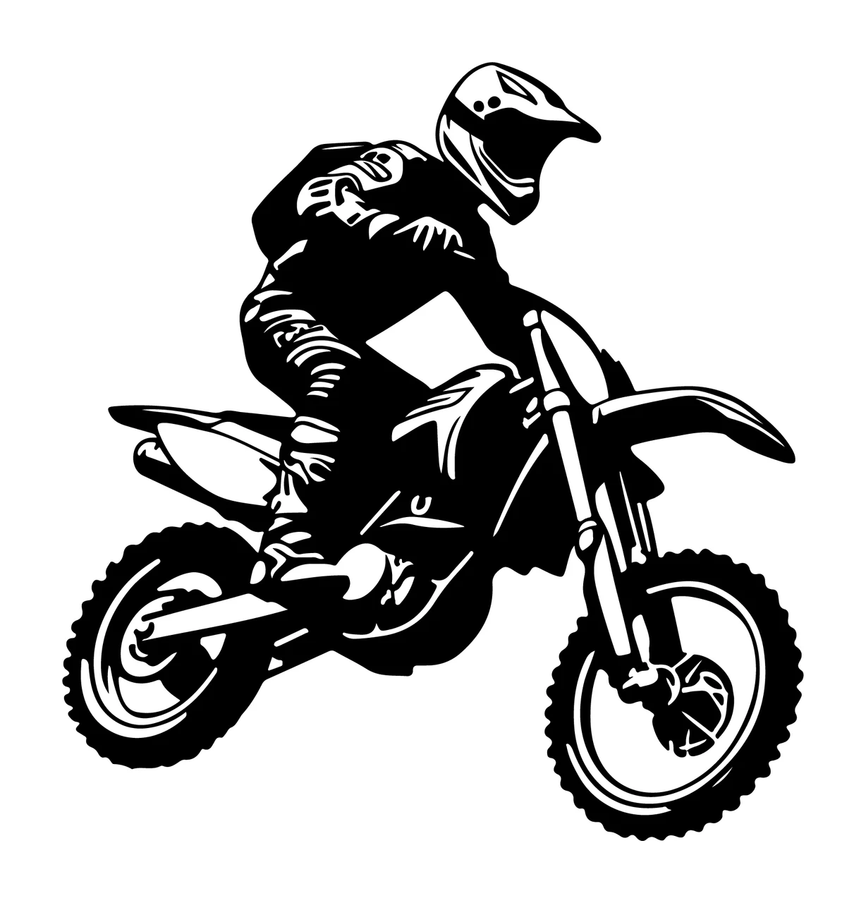 Motocross Black Silhouette Of Bike Rider jumping motorcycle