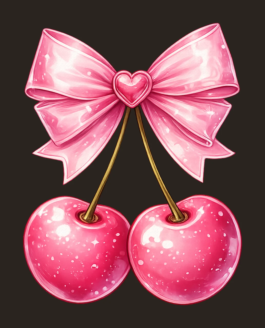 Cherry Bow Pink Coquette Valentine Artwork Sweetheart Love contrast preview thumbnail