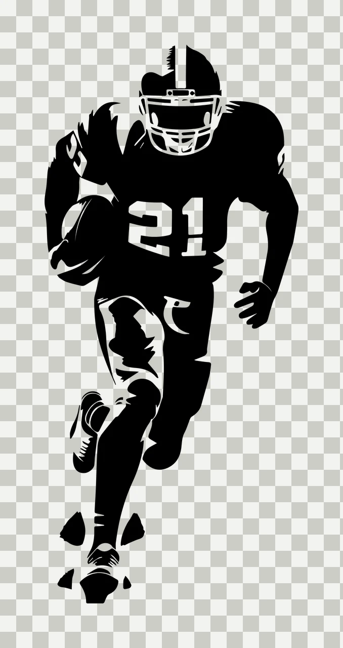 Football Player 21 Running Holding Ball helmet jersey silhouette transparency and detail preview thumbnail