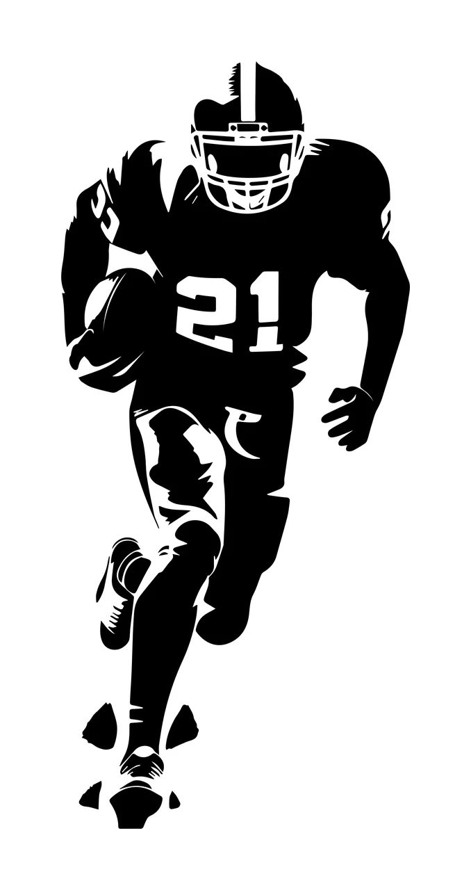 Football Player 21 Running Holding Ball helmet jersey silhouette