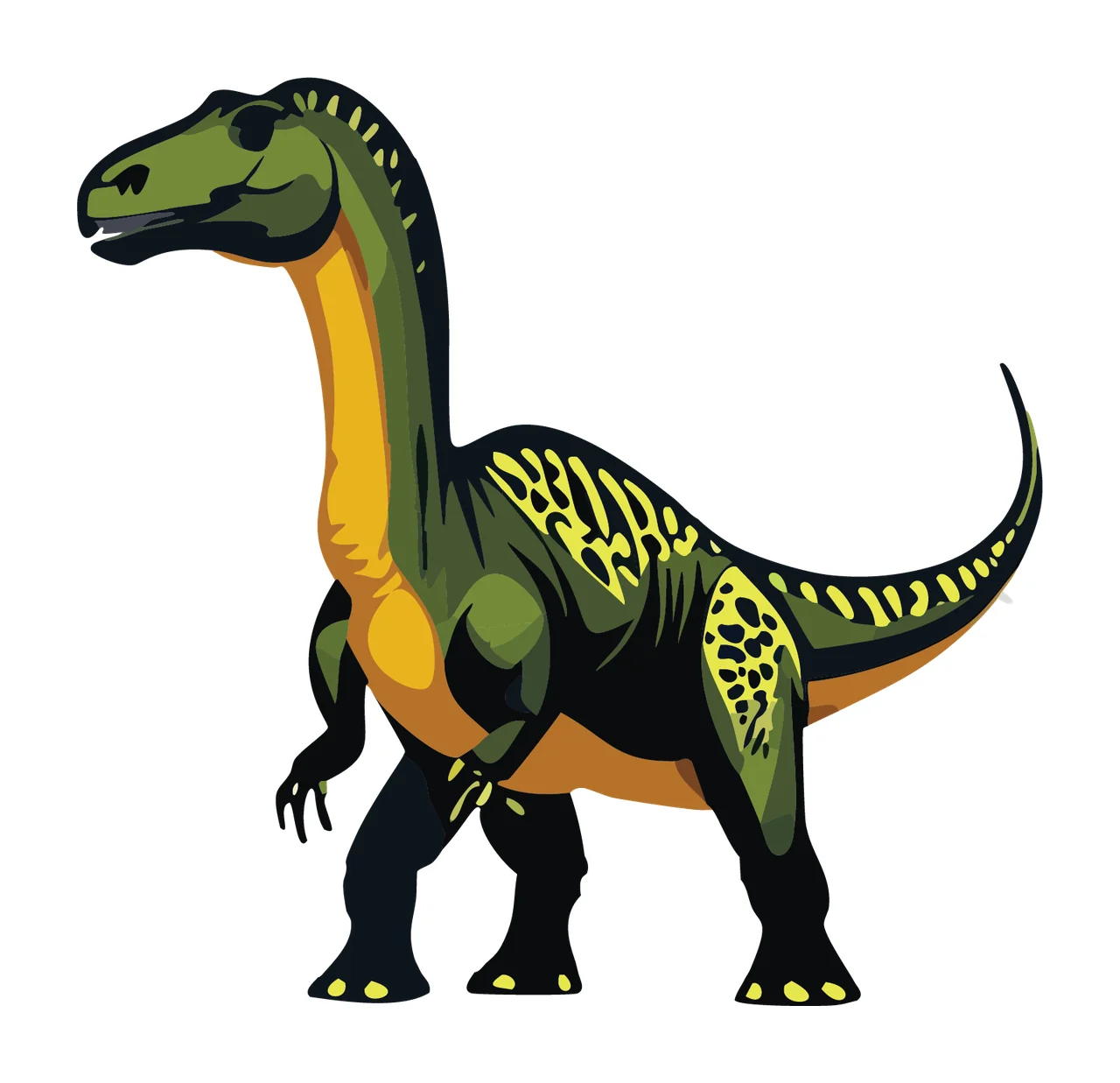 Dinosaur Black Silhouette Facing Left standing tail limbs head