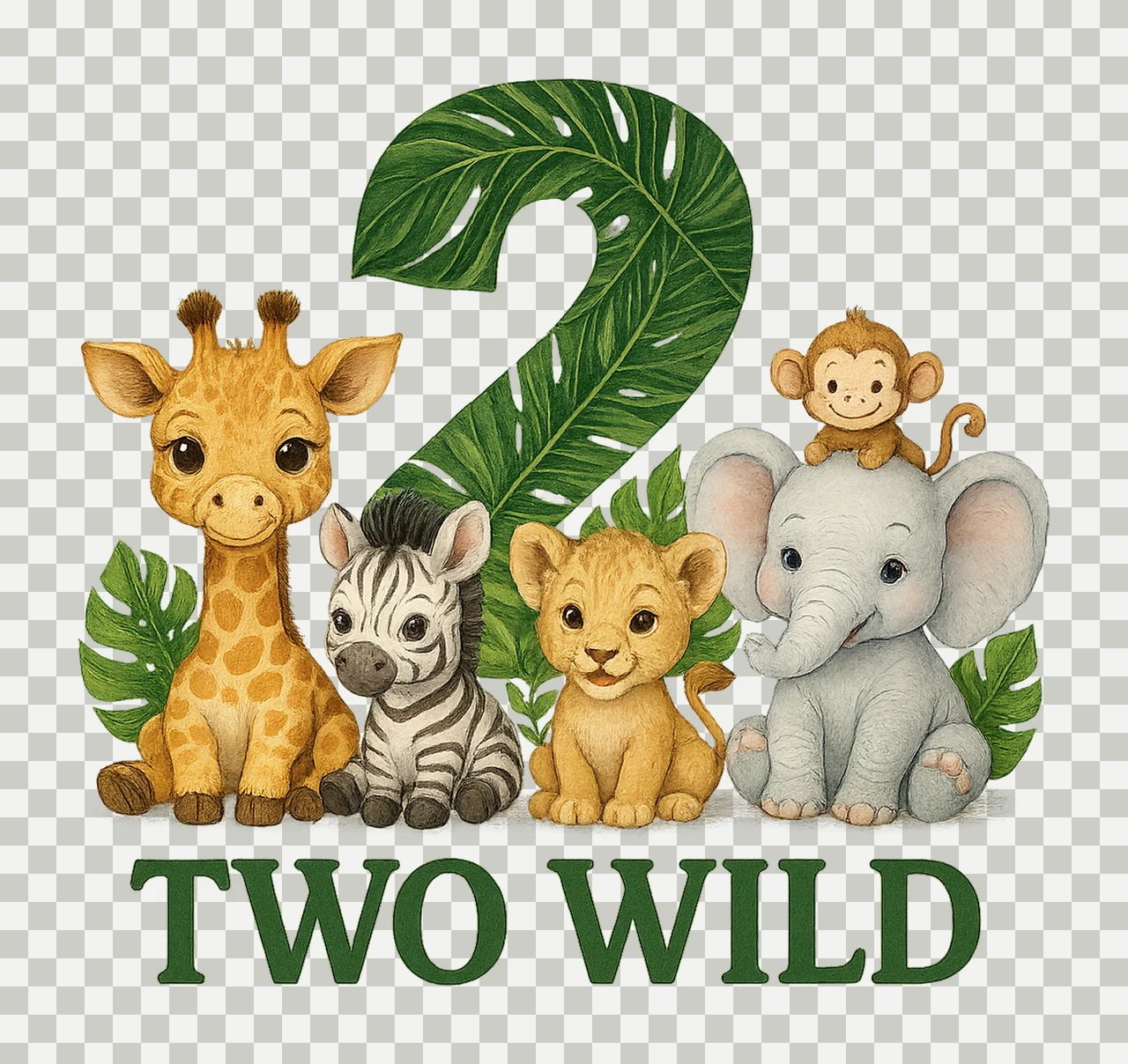 Wild One Birthday Two Wild 2nd Birthday Safari Jungle transparency and detail preview thumbnail