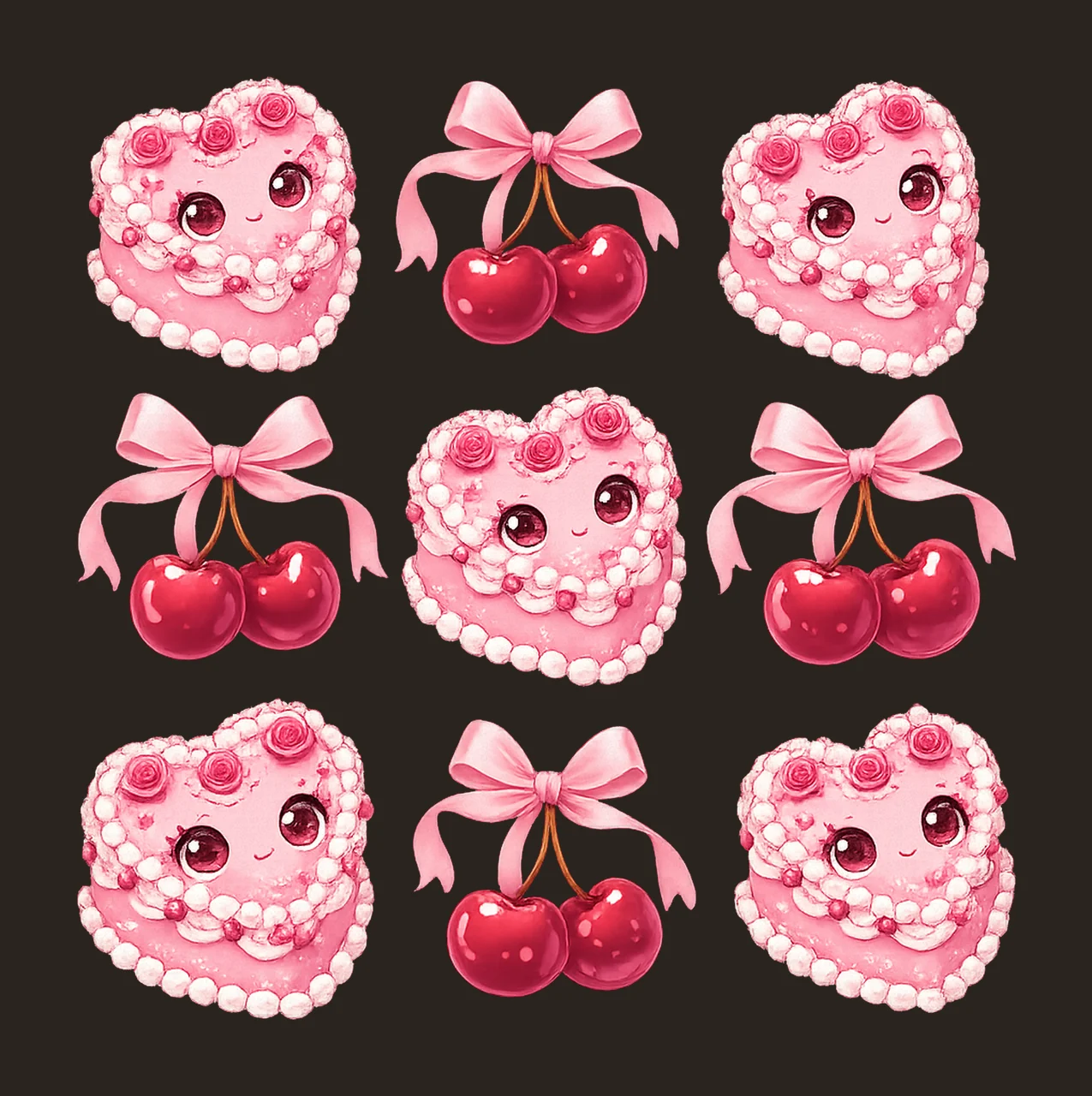 Coquette Cherry Heart Cake Soft Girl Sublimation Girly Pink contrast preview thumbnail