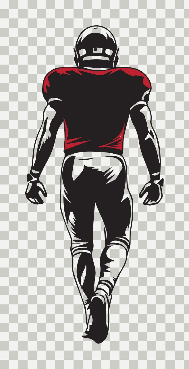Football Player Silhouette Facing Away standing helmet jersey transparency and detail preview thumbnail