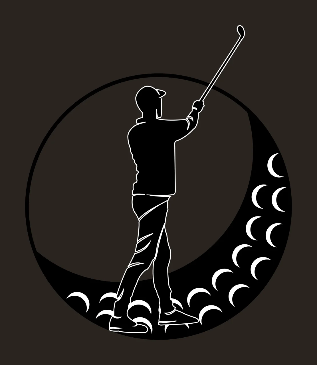 Golf Golfer Silhouette Circular Frame Graphic golfing club contrast preview thumbnail