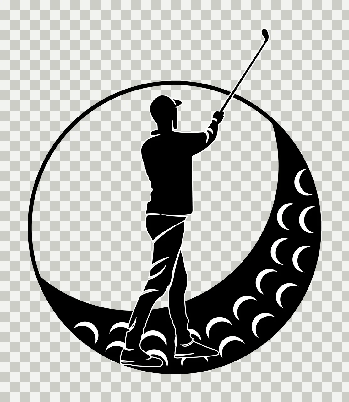 Golf Golfer Silhouette Circular Frame Graphic golfing club transparency and detail preview thumbnail