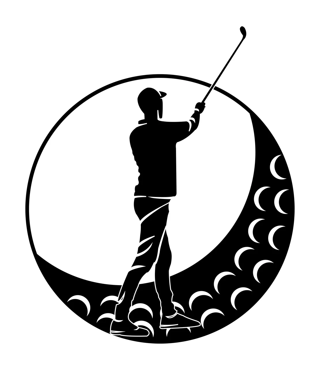 Golf Golfer Silhouette Circular Frame Graphic golfing club