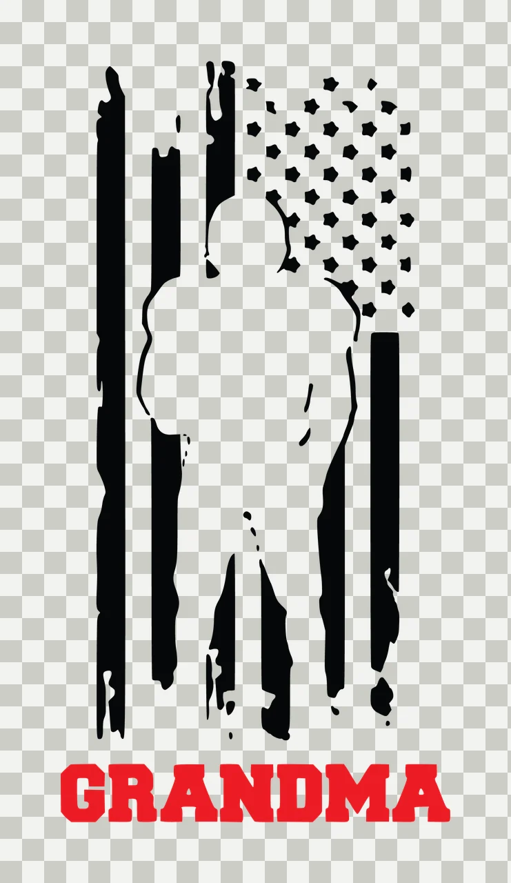 Football Grandma Distressed Flag Athlete Silhouette standing transparency and detail preview thumbnail