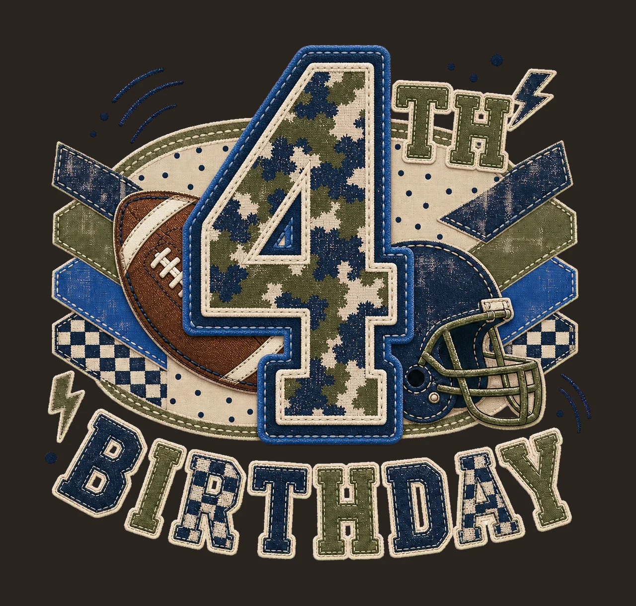 Star Camo Football Birthday sublimation instant Variation B contrast preview thumbnail