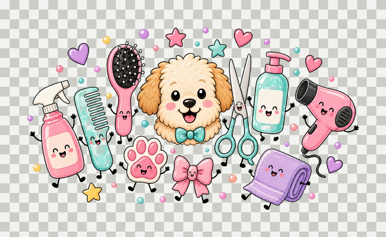 Dog Groomer Pet Groomer Design Doodle Style Dog Variation D transparency and detail preview thumbnail