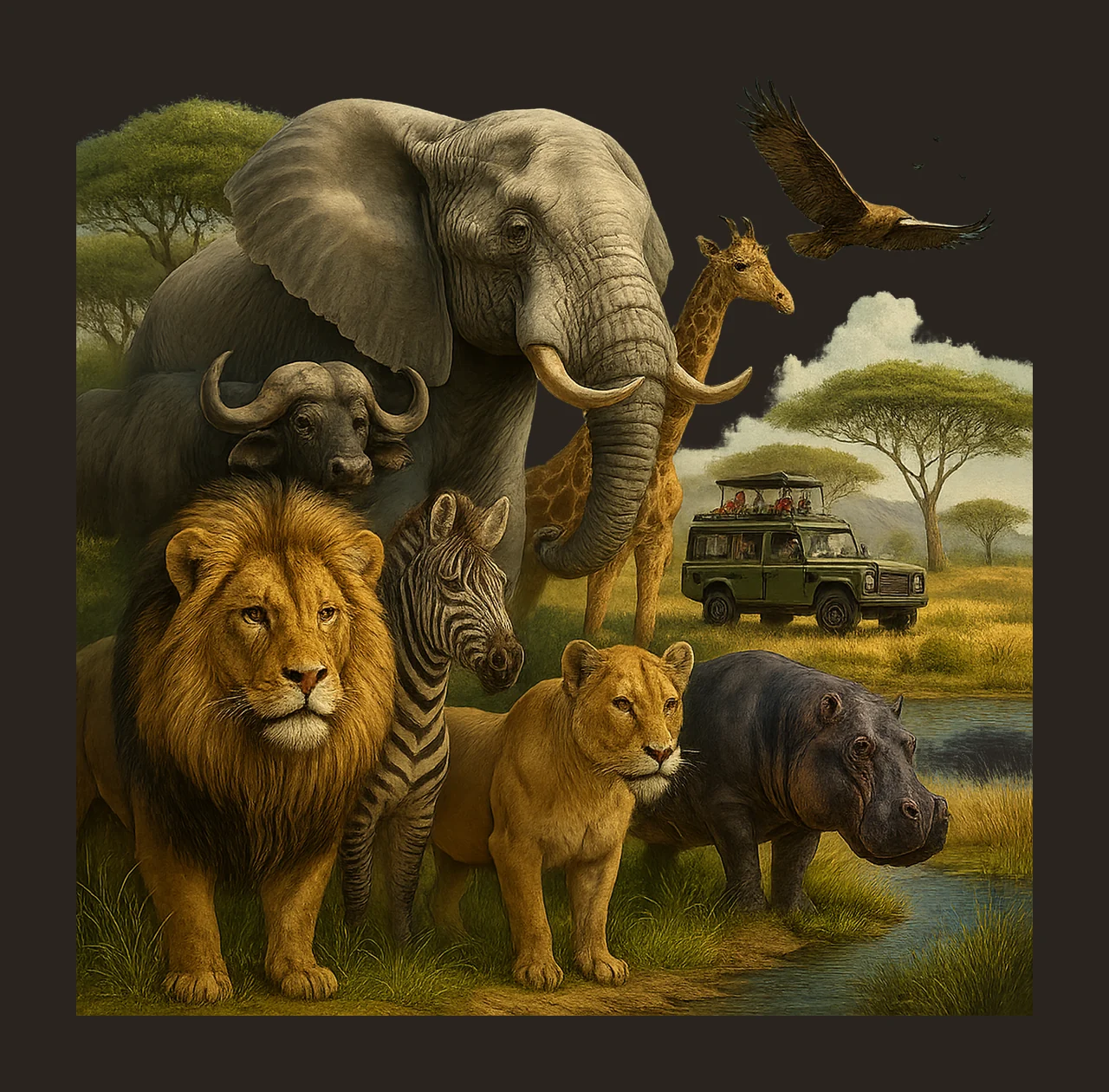Tumbler wrap safari wild animals 20oz skinny tumbler design contrast preview thumbnail