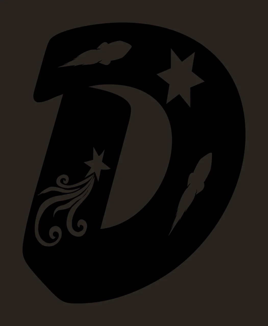 D Letter Decorated With Crescent Moon And Star contrast preview thumbnail